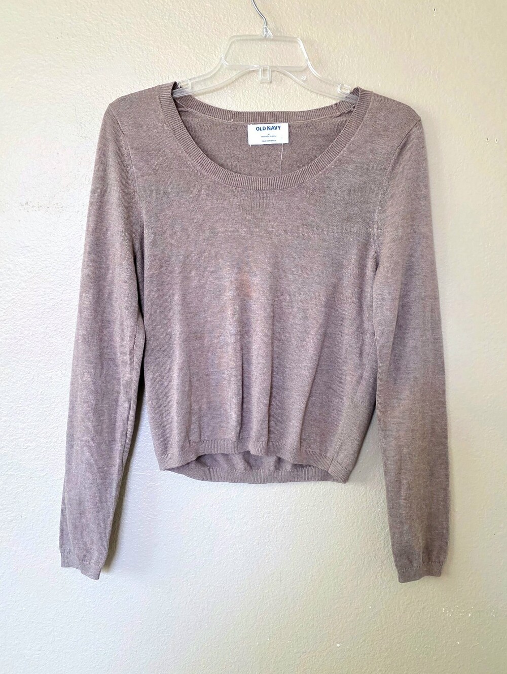 Old Navy Womens Brown Fitted Scoop Neck Cropped Jersey Sweater - Size Medium